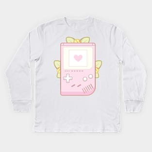 Cute Cozy Pink GameBoy Retro Handheld Console Kids Long Sleeve T-Shirt